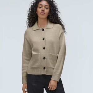 Everlane Cotton Chore Sweater Jacket In Tan Size Small 100% Organic Cotton